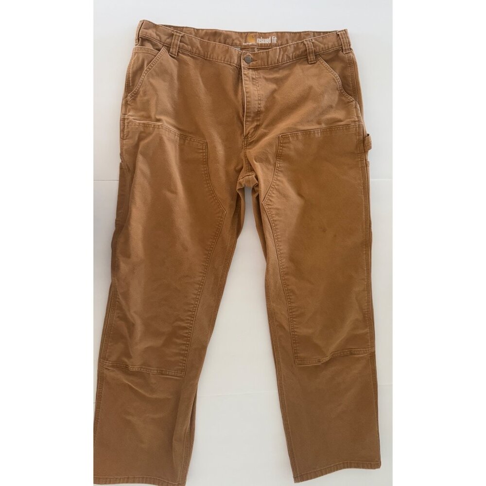 carhartt Mens 42/32 Firm‎ Duck Double-Front Dungaree Work Pants Brown Utility